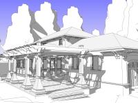 front of home rendering with pergola - McLean renovation - Smith project