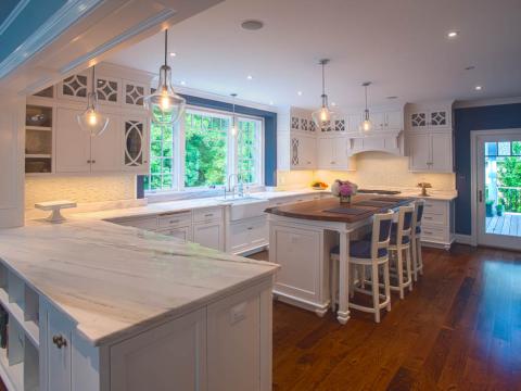 kitchen with island towards deck - McLean waterfront - Graham project