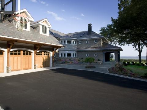 Carr project - nautical New England waterfront home - driveway detail
