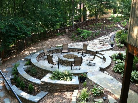 exterior firepit stonework detail
