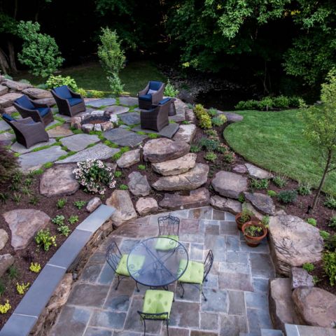 back patio and landscaping - McLean waterfront - Graham project