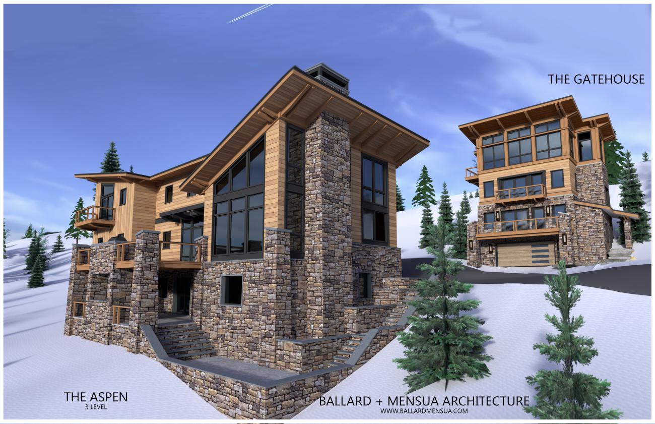 Aspen 3 level Rear with Gatehouse behind
