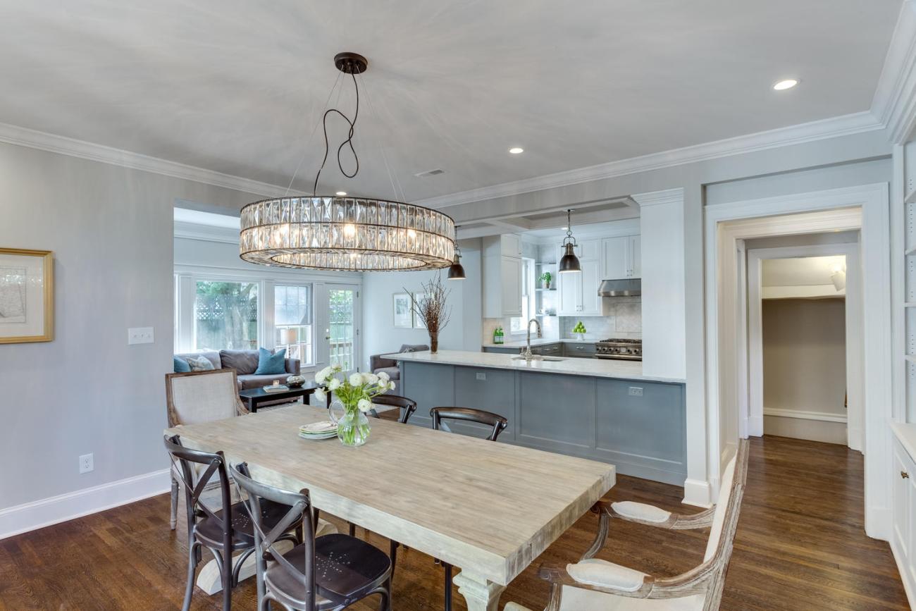 dining room with lighting detail - historic charm in NW DC - Ballard & Mensua Architecture