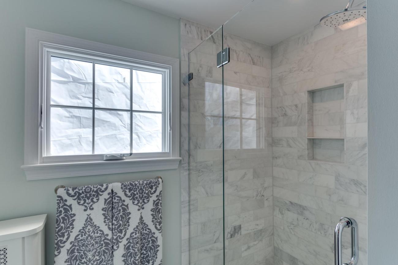 shower detail in master bath - historic charm in NW DC - Ballard & Mensua Architecture