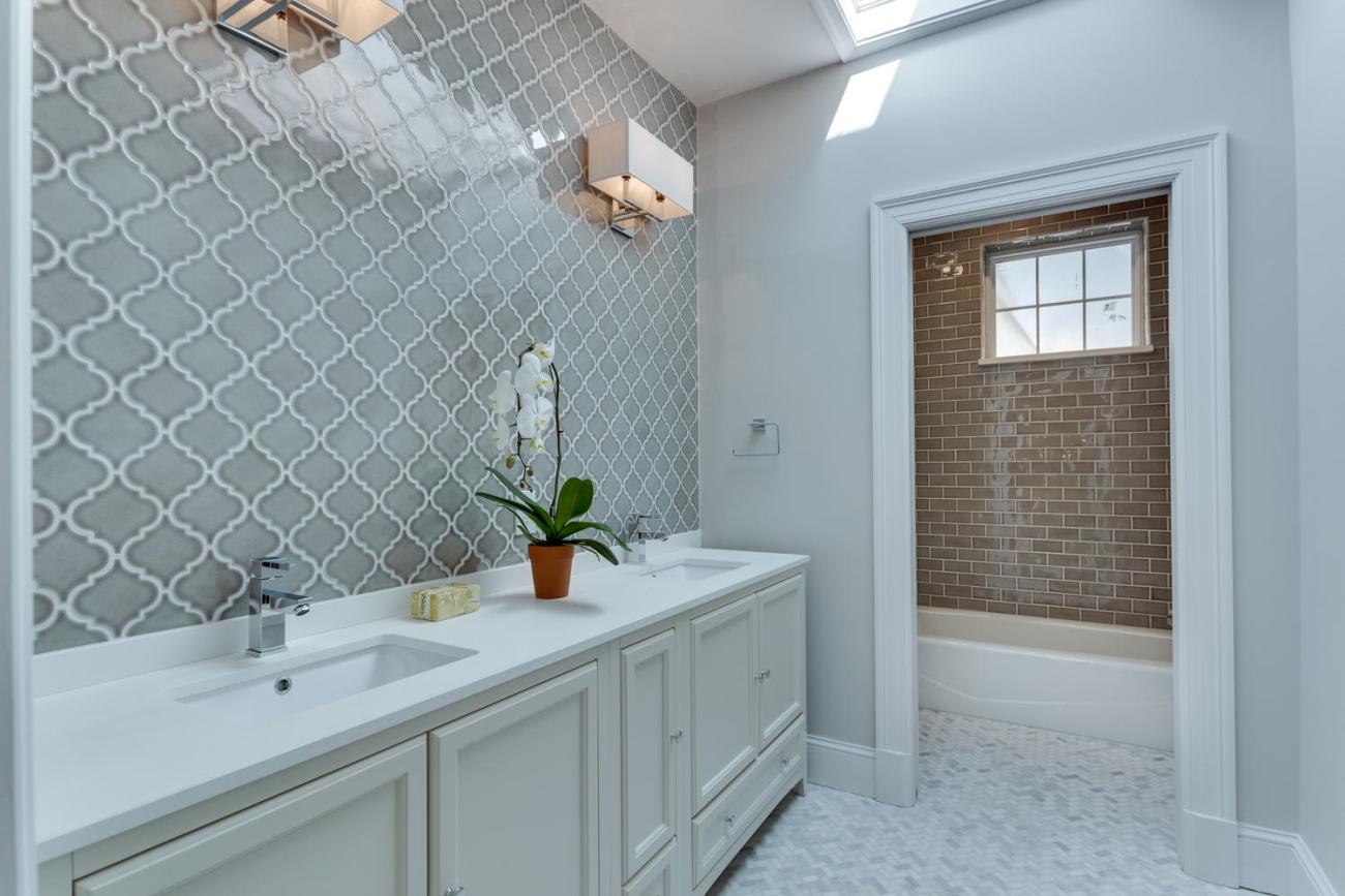 tile work in hall bathroom - historic charm in NW DC - Ballard & Mensua Architecture