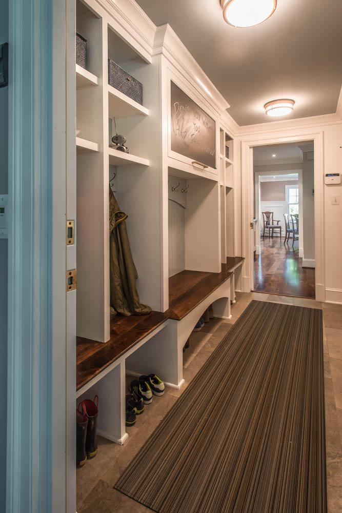 mudroom builtins looking at the dining room - McLean waterfront - Graham project