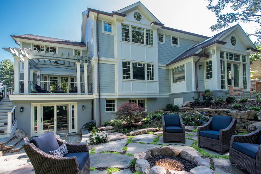 firepit and backyard patio - McLean waterfront - Graham project