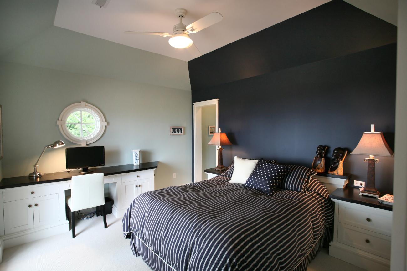 Carr project - nautical New England waterfront home - guest bedroom after