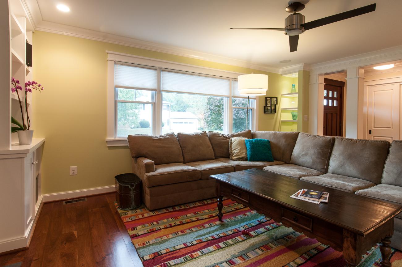 Cole project - craft style mid-century split level - living room toward foyer