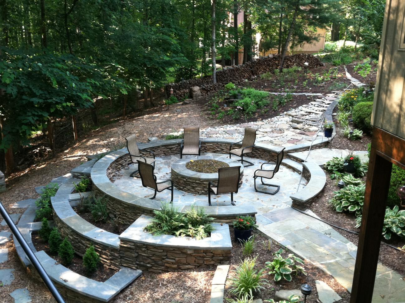 exterior firepit stonework detail