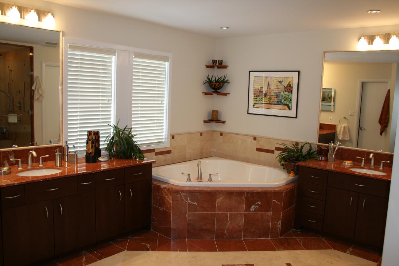 master bathroom and soaking tub for the empty nesters home